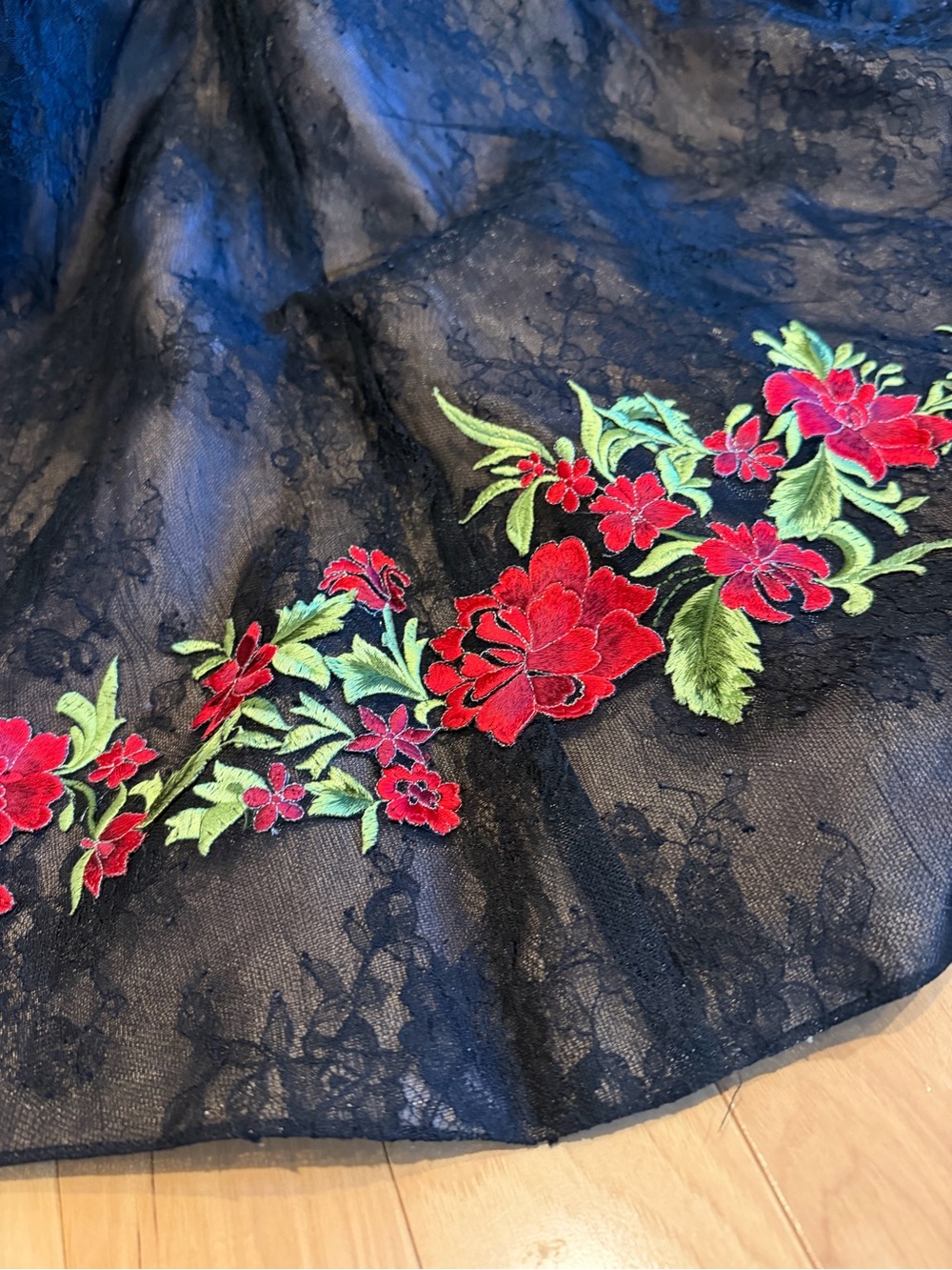 Sherri Hill 51834 High Low Black Lace Embroidered Floral Prom Dress Gown Size 4 - Picture 8 of 15